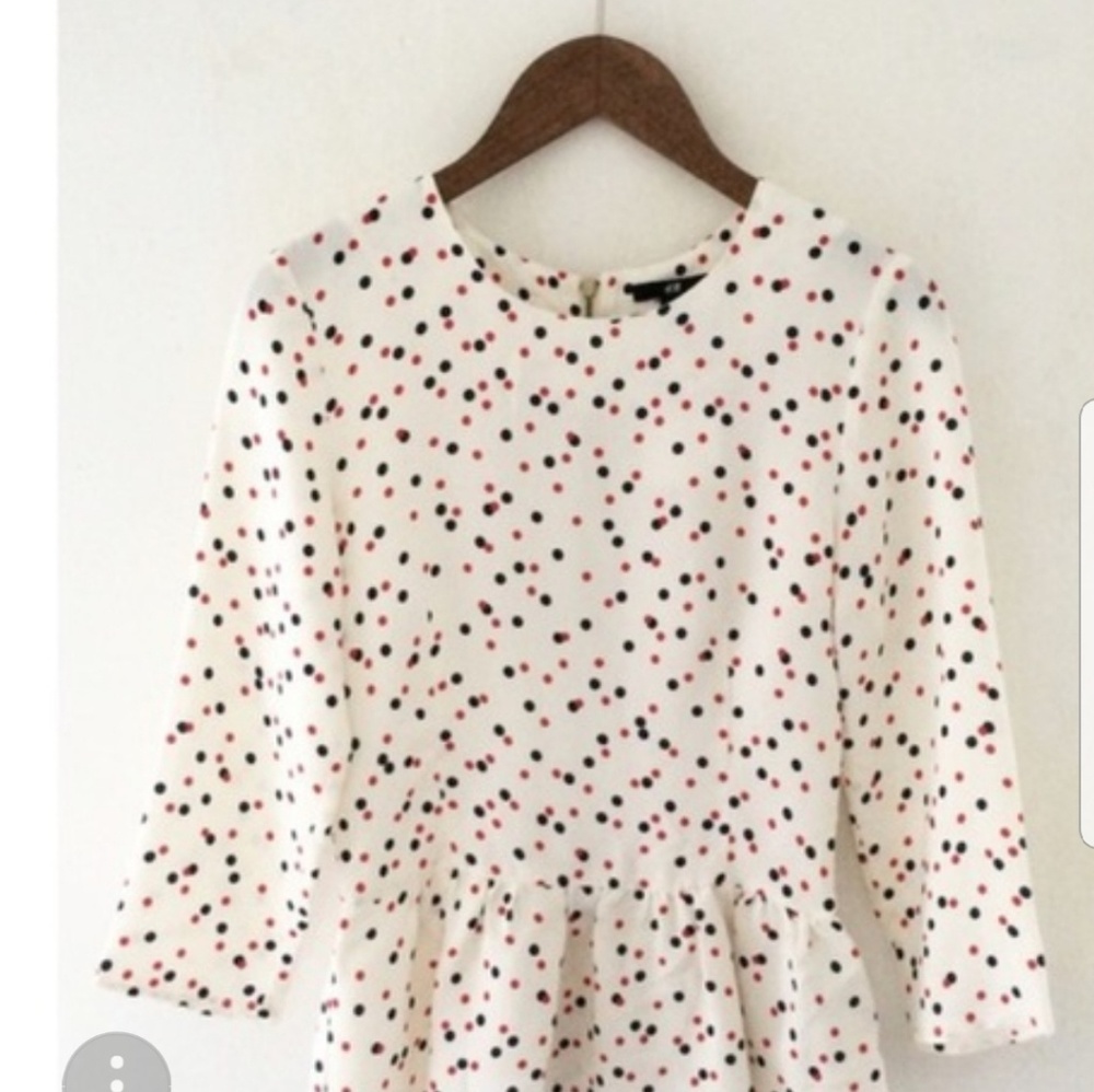 Plum  red and blue polka dot  top